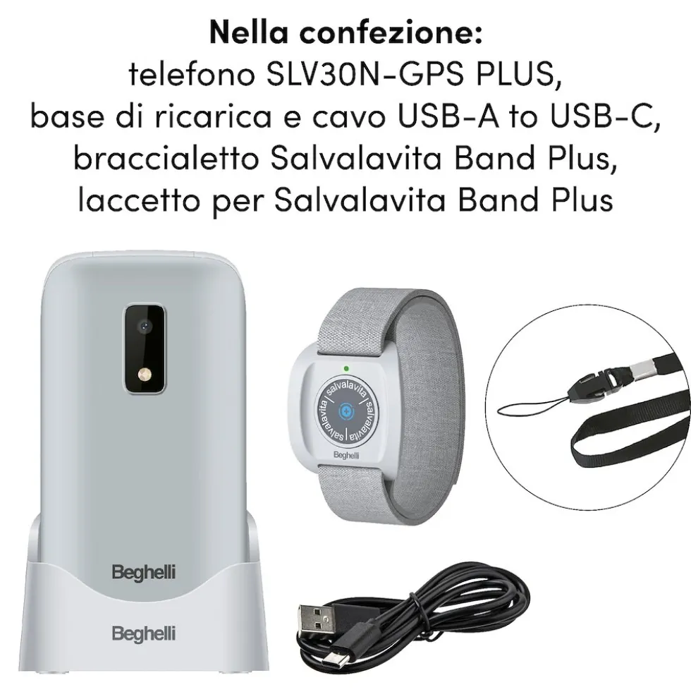 Salvalavita phone Beghelli SLV30N-GPS Plus Ecodesign con Dual SIM