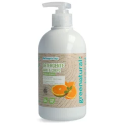Sapone mani e corpo alla Menta e Arancio da agricoltura biologica 500 ml.