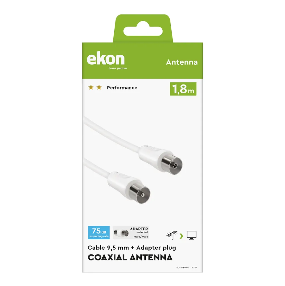 Sbs Cavo Antenna 9,5Mm M-F + Adatt.m/F1,8Mt Bianco