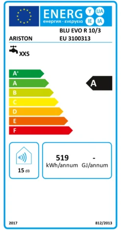 Scaldacqua Ariston Thermo 3100313 BLU EVO R 10 3 Bianco e Blu