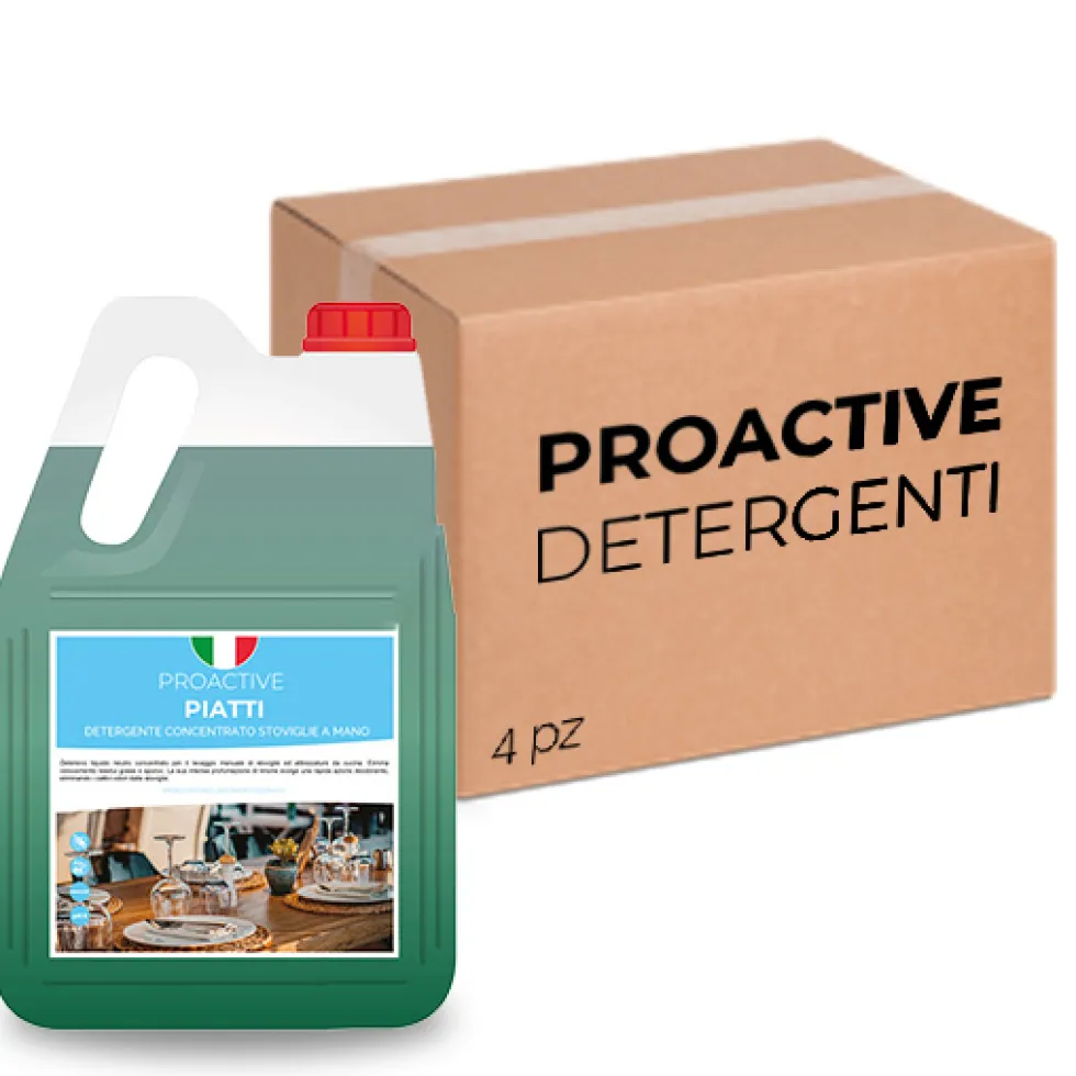 Scatola 4 taniche di detergente per stoviglie a mano ProActive Piatti 5 litri