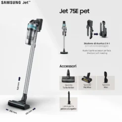 Scopa ricaricabile Samsung Jet 75B PET, 200W, 60 min autonomia