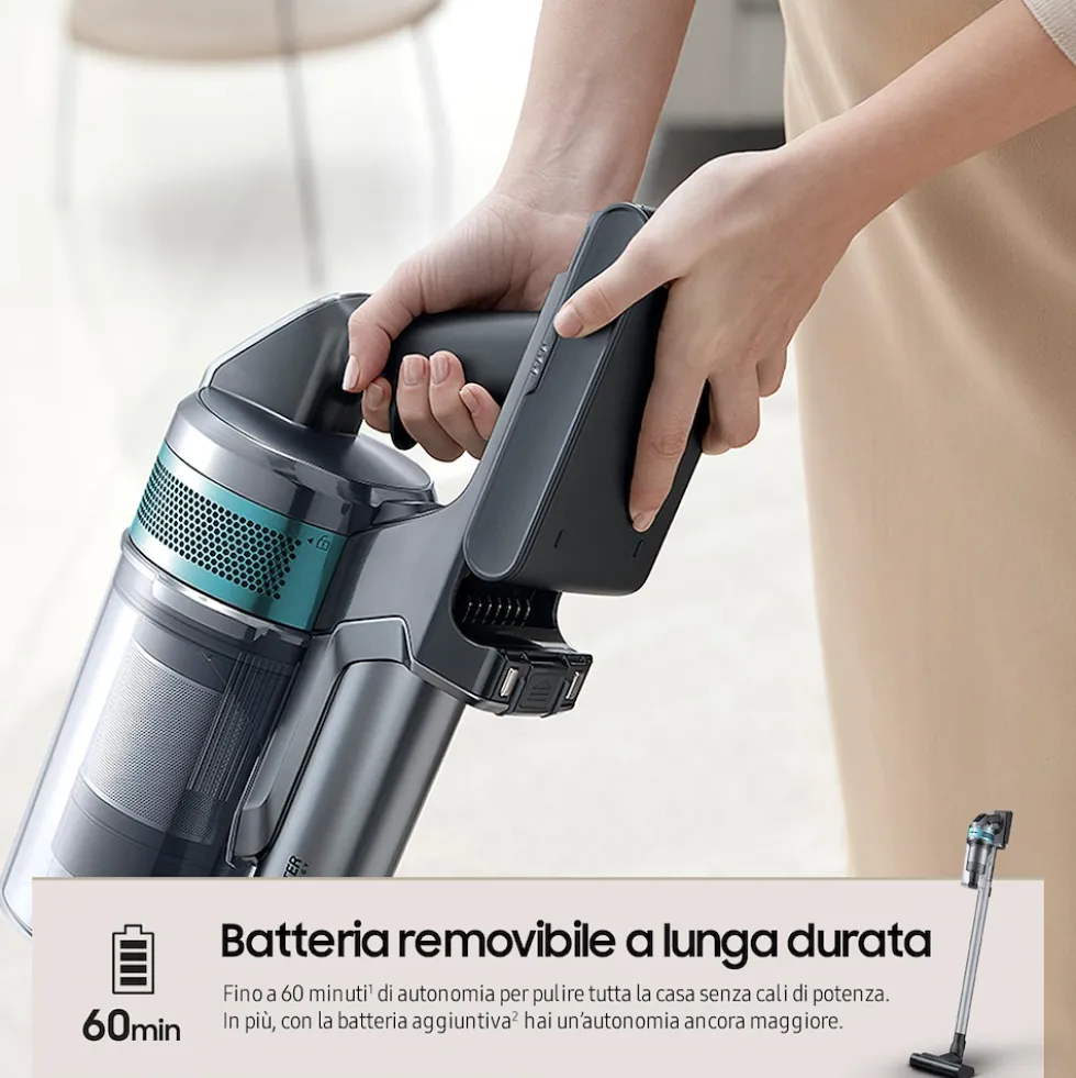 Scopa ricaricabile Samsung Jet 75B PET, 200W, 60 min autonomia