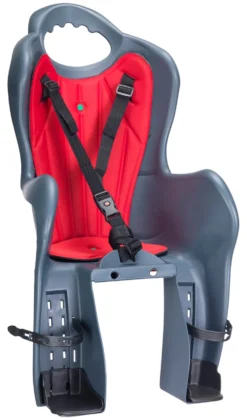 Seggiolino bici HTP Design ELIBAS P per portapacchi Antracite e Rosso