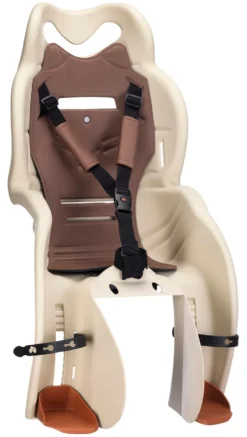 Seggiolino bici HTP Design SANBAS P per portapacchi Beige e Marrone