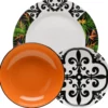 Servizio tavola porcellana 18 pz (6 piatti piani, 6 piatti fondi in stoneware, 6 piatti frutta) Ø 27 cm, Ø 20 cm, Ø 19 cm - Jungla