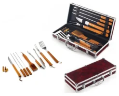 Set attrezzi barbecue Ompagrill 01241 Inox e Legno