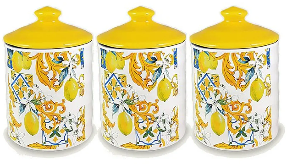 Set barattoli Ar.Ca. 56901 LEMON Giallo e Bianco