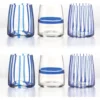 Set bicchieri Amicasa DF25324 BLUESTRIPE Trasparente e Blu