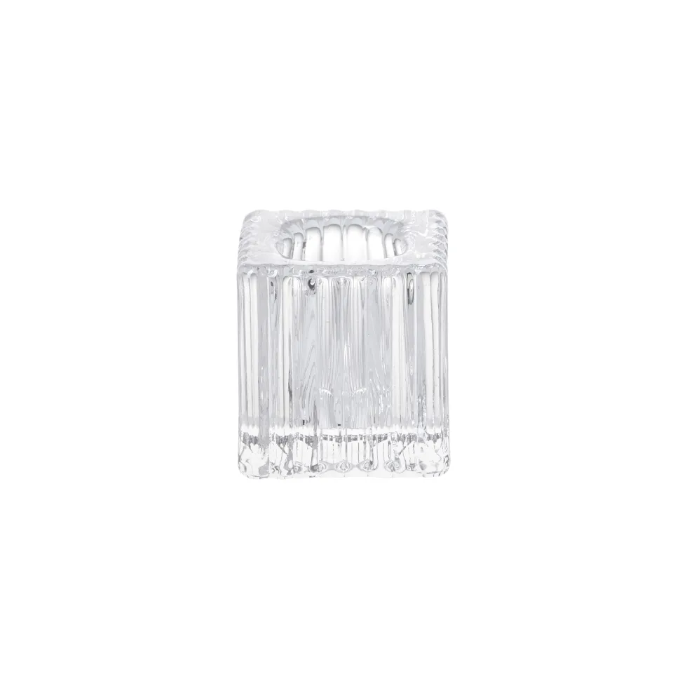 Set 6 candelabri in glass rigato trasparente 4 x 4 x h 4 cm - Floreal