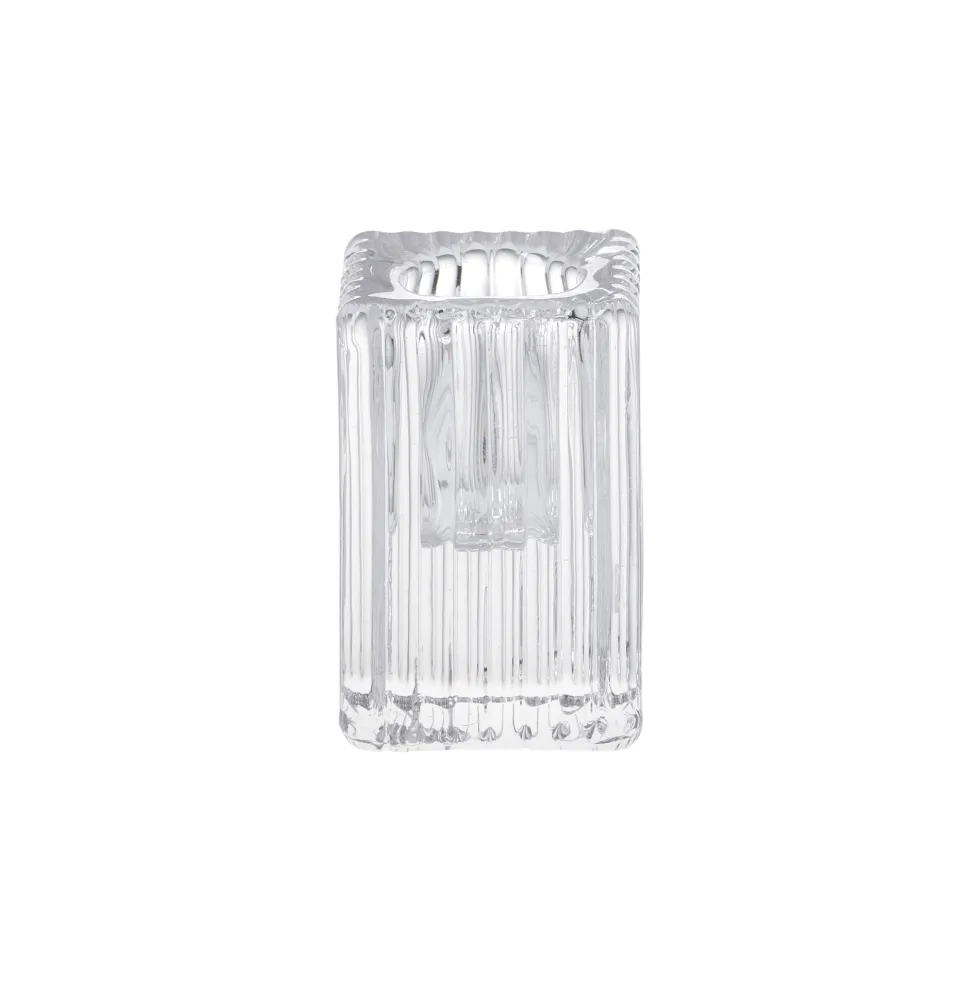 Set 6 candelabri in glass rigato trasparente 4 x 4 x h 6 cm - Floreal