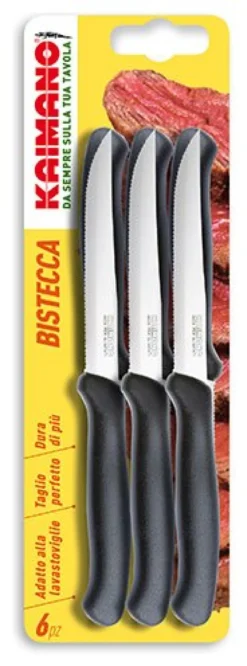 Set coltelli bistecca Kaimano 1023383 lama dentata (11cm) Nero