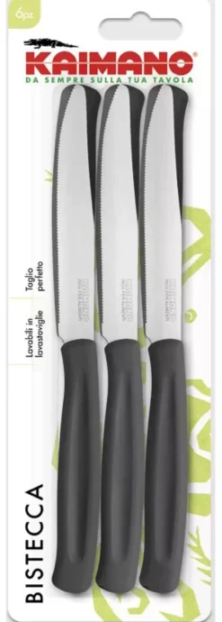 Set coltelli bistecca Kaimano 1023407 DINAMIK lama denti fini Nero