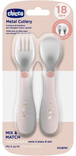 Set cucchiaio e forchetta bimbi Chicco 00016102150000 Rosa