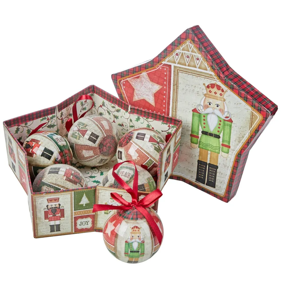 Set 6 decorazioni albero scatola regalo a stella Ø 7,5 cm - Decor