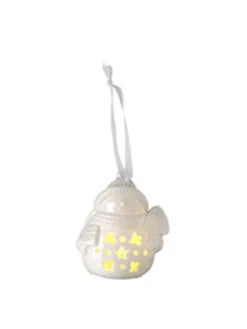 Set 2 decorazioni in porcellana Pupazzo di neve con LED7,5 x 6 x h 8,5 cm - Decor