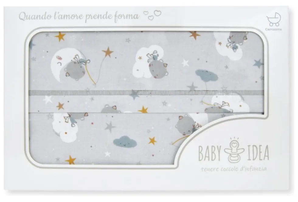 Set lenzuola culla Baby Idea LCFG Fantasia grigio