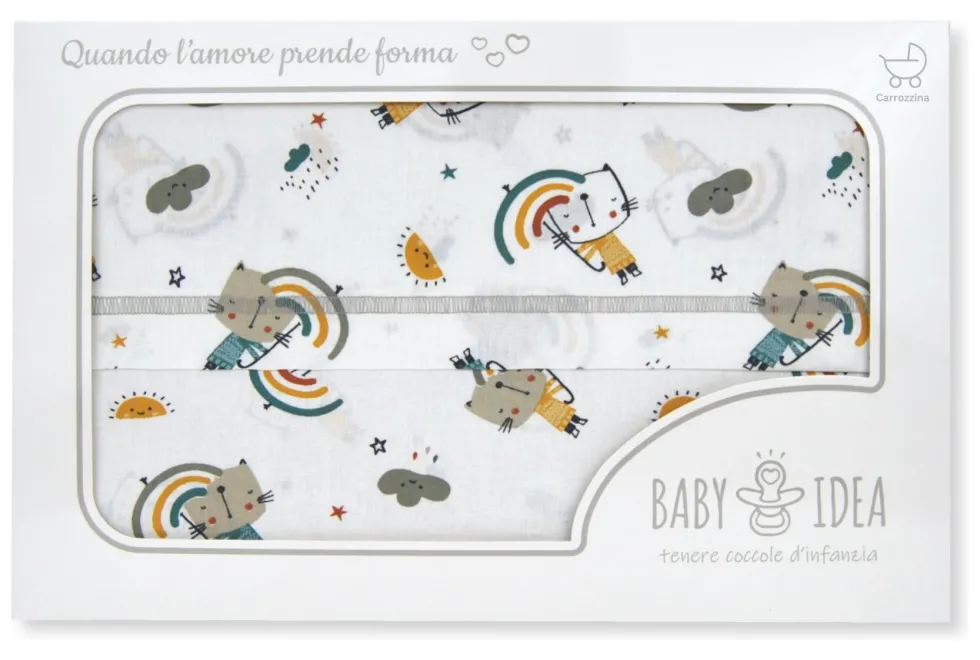 Set lenzuola culla Baby Idea LCFB Fantasia beige