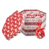 Set 14 palle decorazione albero Ø 7,5 cm con scatola esagonale alce/slitta - Decor