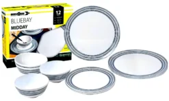 Set piatti campeggio Brunner 0830148N C6T MIDDAY BLUEBAY Bianco e Blu