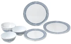 Set piatti campeggio Brunner 0830148N C6T MIDDAY BLUEBAY Bianco e Blu