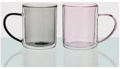 Set tazze Amicasa BG21175PG RIO Mug Rosa e Grigio