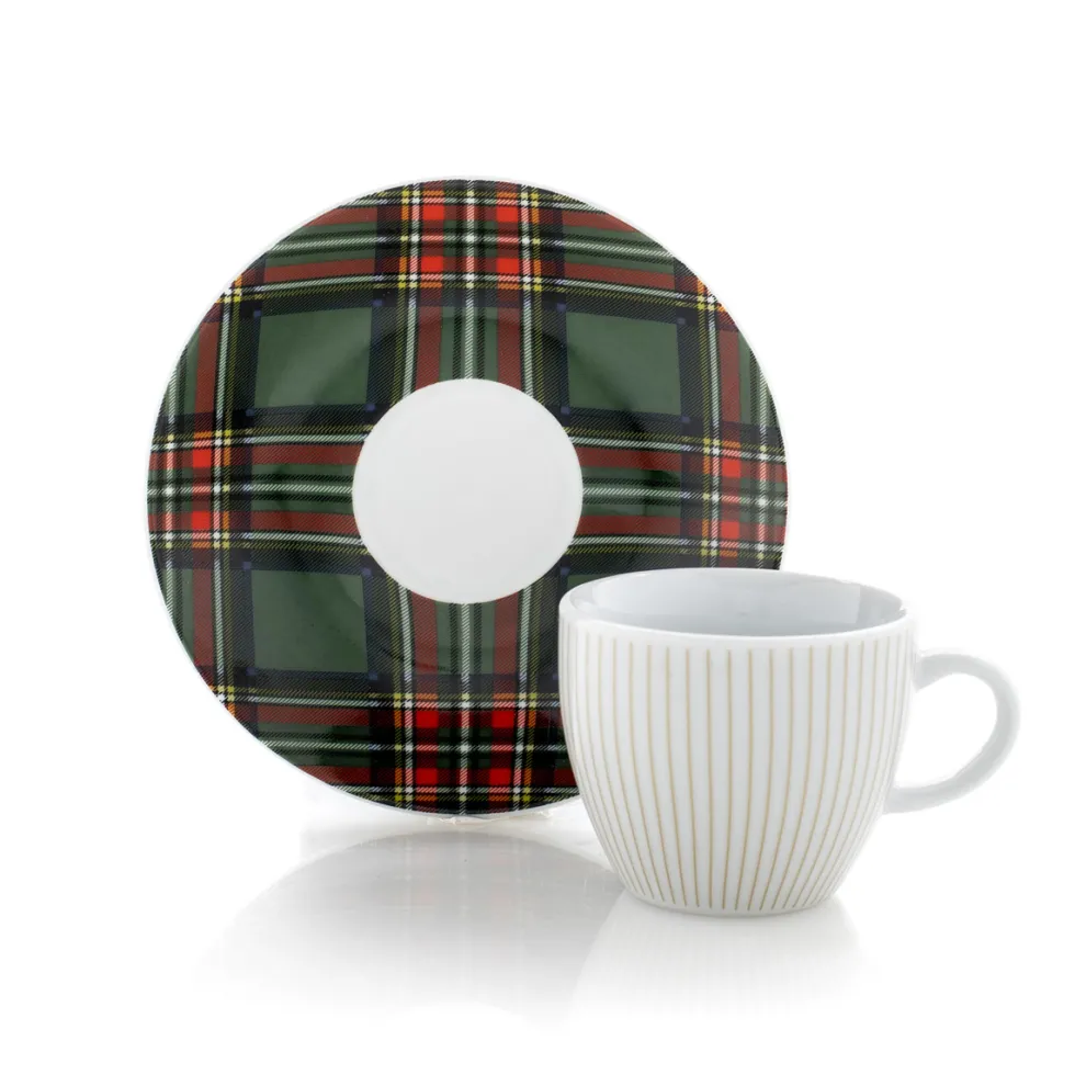 Set 6 tazze caffè in porcellana con piattino • 90 ml - Kilty