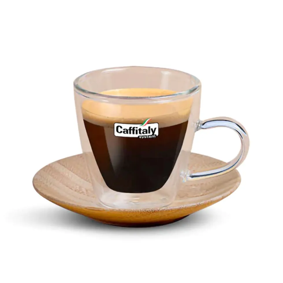Set 2 tazzine caffè espresso con piattino in bamboo