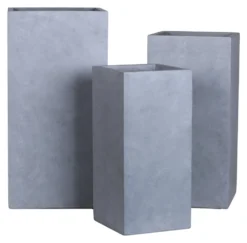 Set vasi piante Amicasa AP01624 quadri (28, 34, 40 cm) Grigio