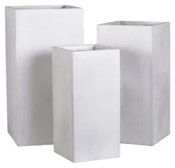 Set vasi piante Amicasa AP01624 quadri (28, 34, 40 cm) Bianco crema