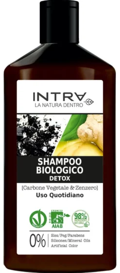 Shampoo capelli Harbor Intra biologico detox carbone vegetale e zenzer