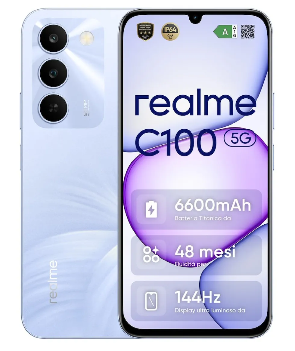 Smartphone Realme C100 5G 256GB con resistenza IP64