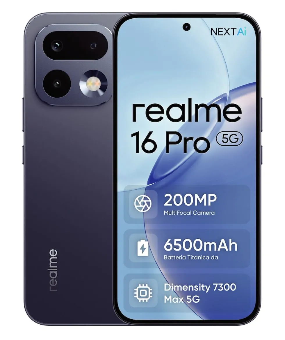 Smartphone Realme 16 PRO 5G con memoria da 256GB