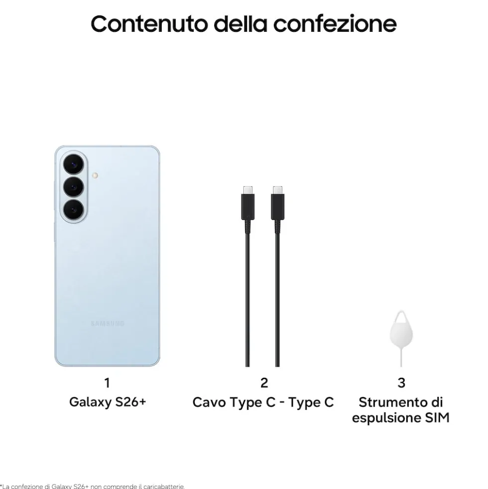 Smartphone Samsung Galaxy S26+ 5G 256GB Azzurro cielo