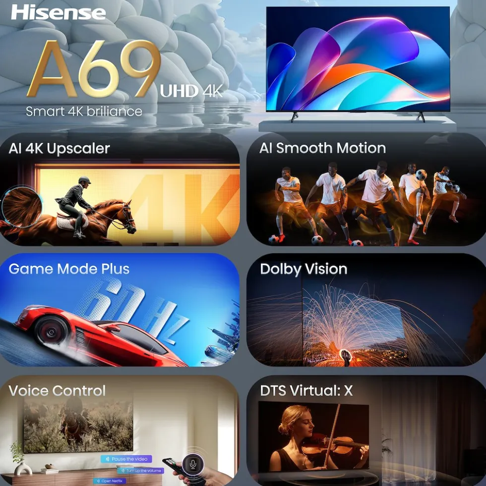 Smart TV Hisense 65A69S 65" 4K UHD con Dolby Vision e HDR10+