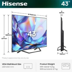 Smart TV Hisense 43A79S QLED 43" 4K Dolby Vision IQ/Atmos