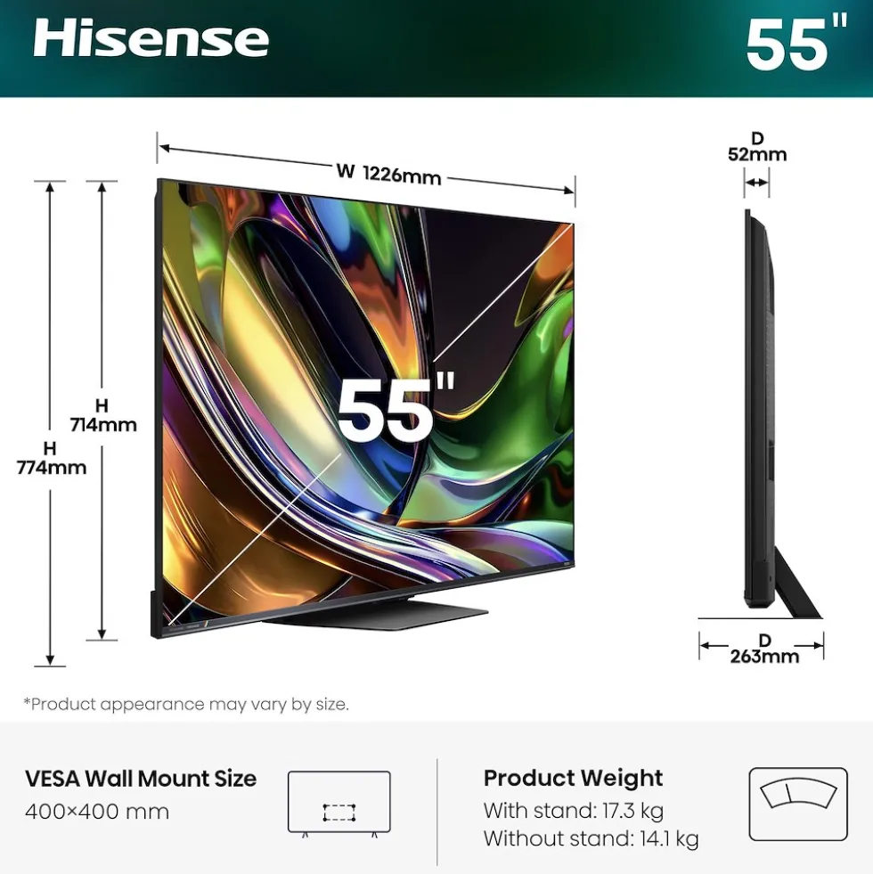 Smart TV Hisense 55ER8S Mini LED 4K 180Hz