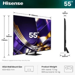 Smart TV Hisense 55U7S PRO MiniLED 4K 165Hz