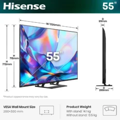 Smart TV QLED Hisense 55A79S 55 pollici 4K Dolby Vision IQ/Atmos
