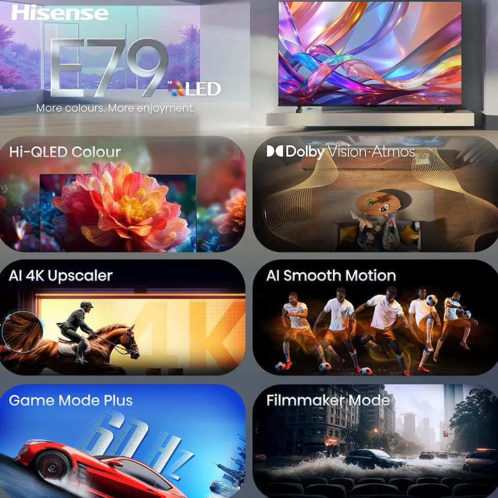 Smart TV QLED 65" Hisense 65E79S con Dolby Vision e Atmos