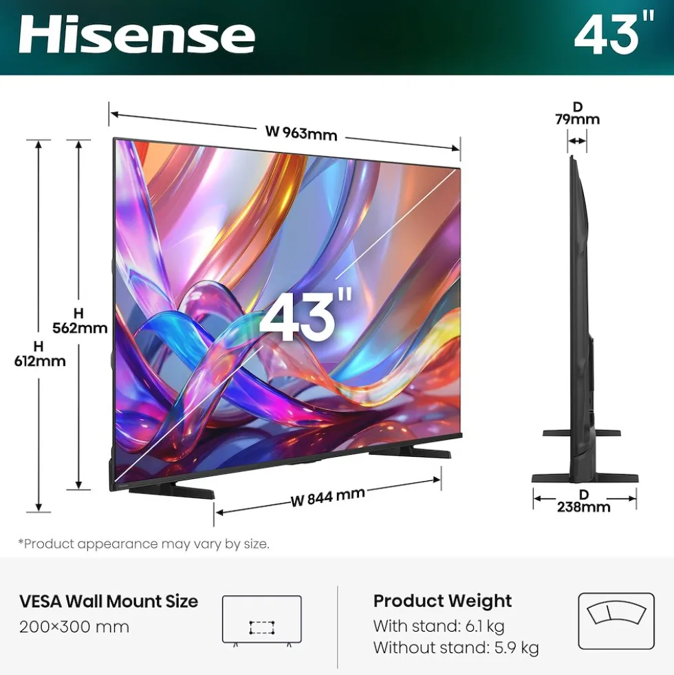 Smart TV QLED Hisense 43E79S 43" 4K Dolby Vision