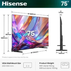 Smart TV QLED Hisense 75E79S 75 pollici 4K HDR
