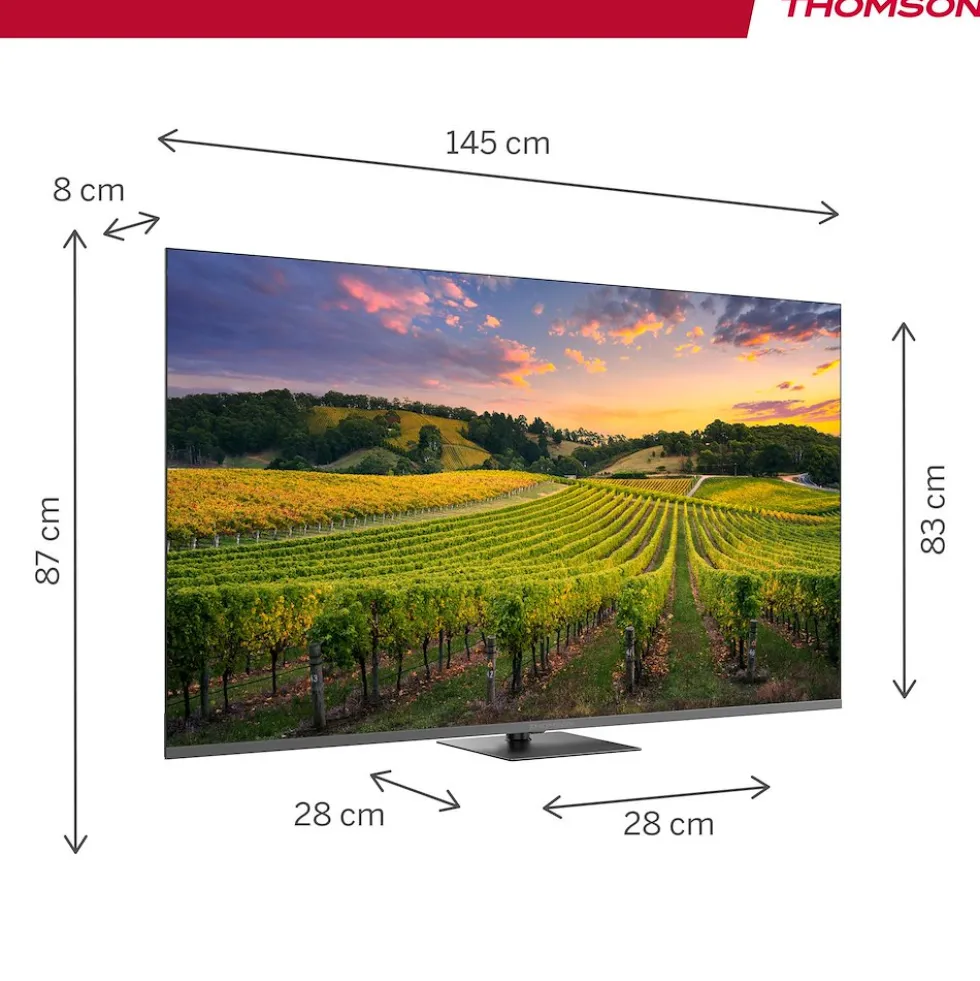 Smart TV QLED Thomson 65 pollici 4K Google TV con supporto girevole