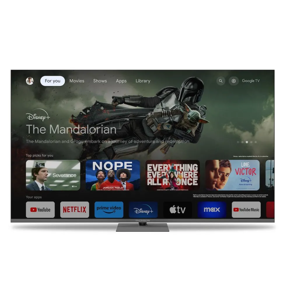 Smart TV QLED Thomson 65 pollici 4K Google TV con supporto girevole