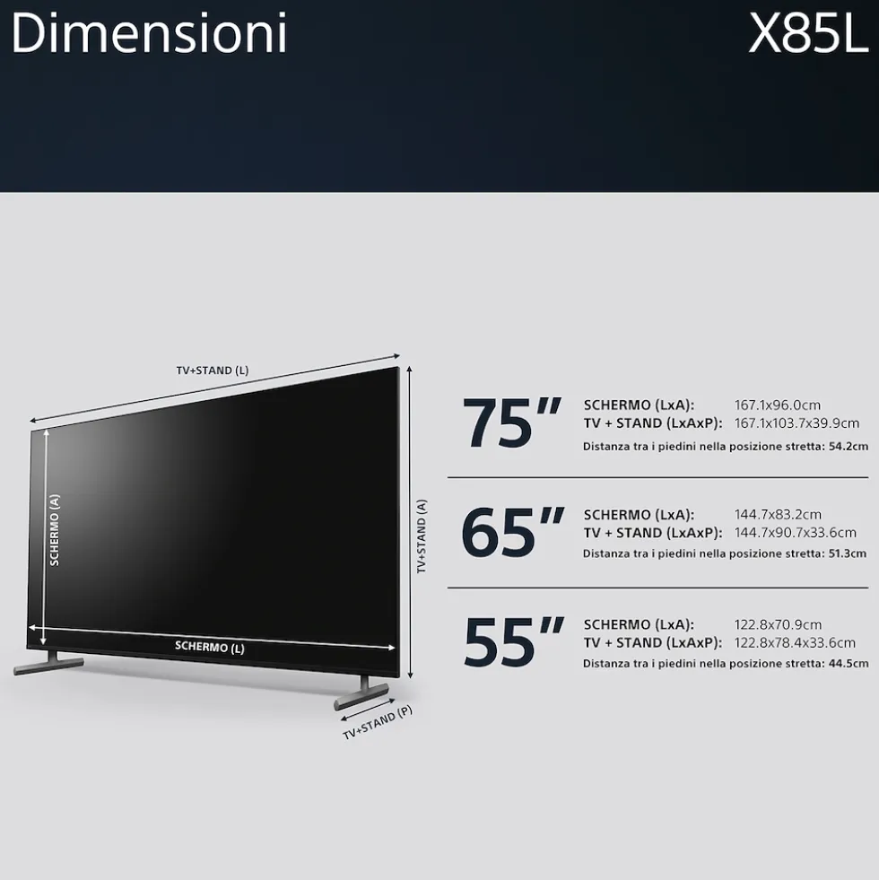 Smart TV Sony Bravia 55" KD55X85LAEP con pannello 4K Full Array LED