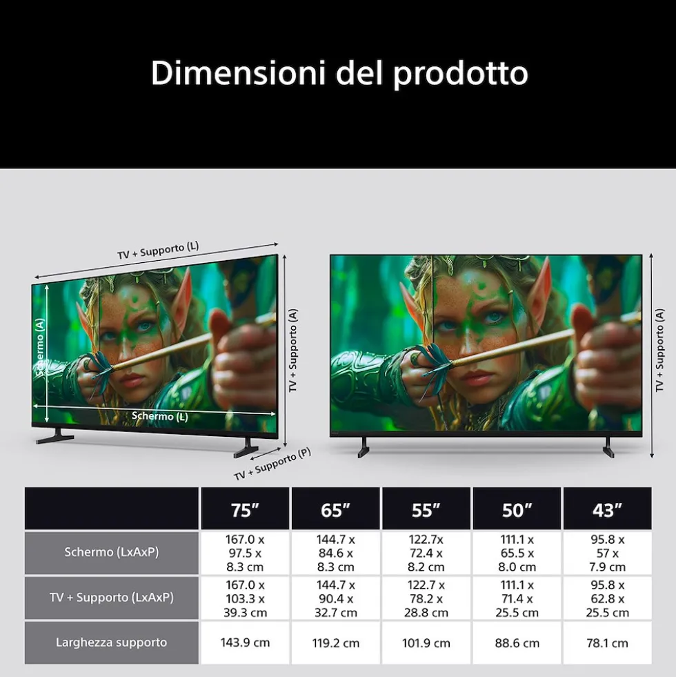Smart TV Sony Bravia K55S25M2PB.CEI LED 4K 55" con Google TV