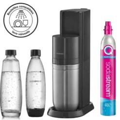 Sodastream Gasatore Duo Black Aggancio Rapido Bottiglia Vetro E Pet