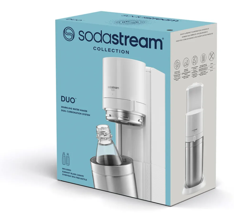 Sodastream Gasatore Duo White Aggancio Rapido Bottiglia Vetro E Pet