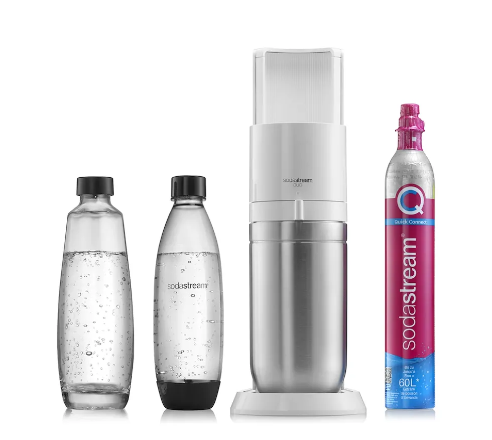 Sodastream Gasatore Duo White Aggancio Rapido Bottiglia Vetro E Pet