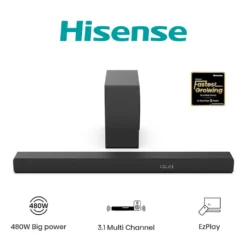Soundbar Hisense HS3100 3.1 con 480W e Bluetooth